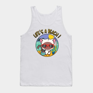 Life's a beach White Cat Tank Top